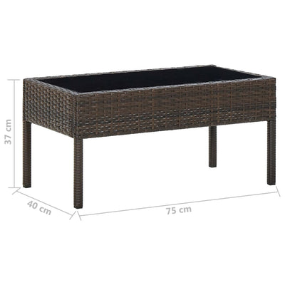 havebord 75x40x37 cm polyrattan brun