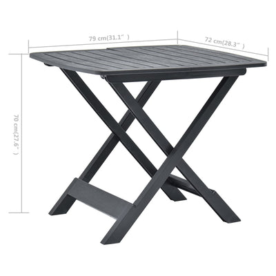 foldbart havebord 79 x 72 x 70 cm plastik antracitgrå