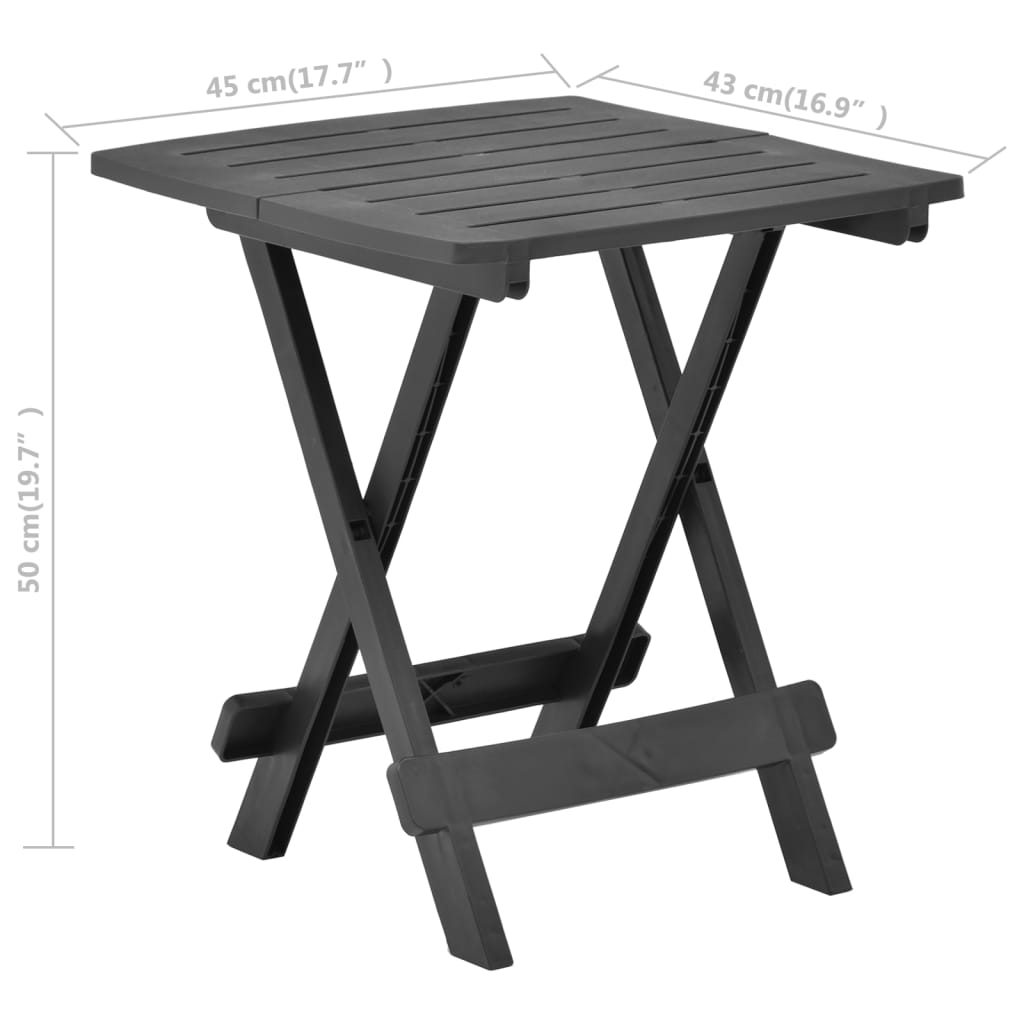 foldbart havebord 45x43x50 cm plastik antracitgrå