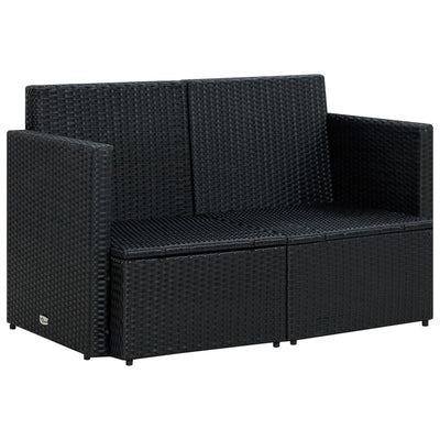 2-personers havesofa med hynder polyrattan sort