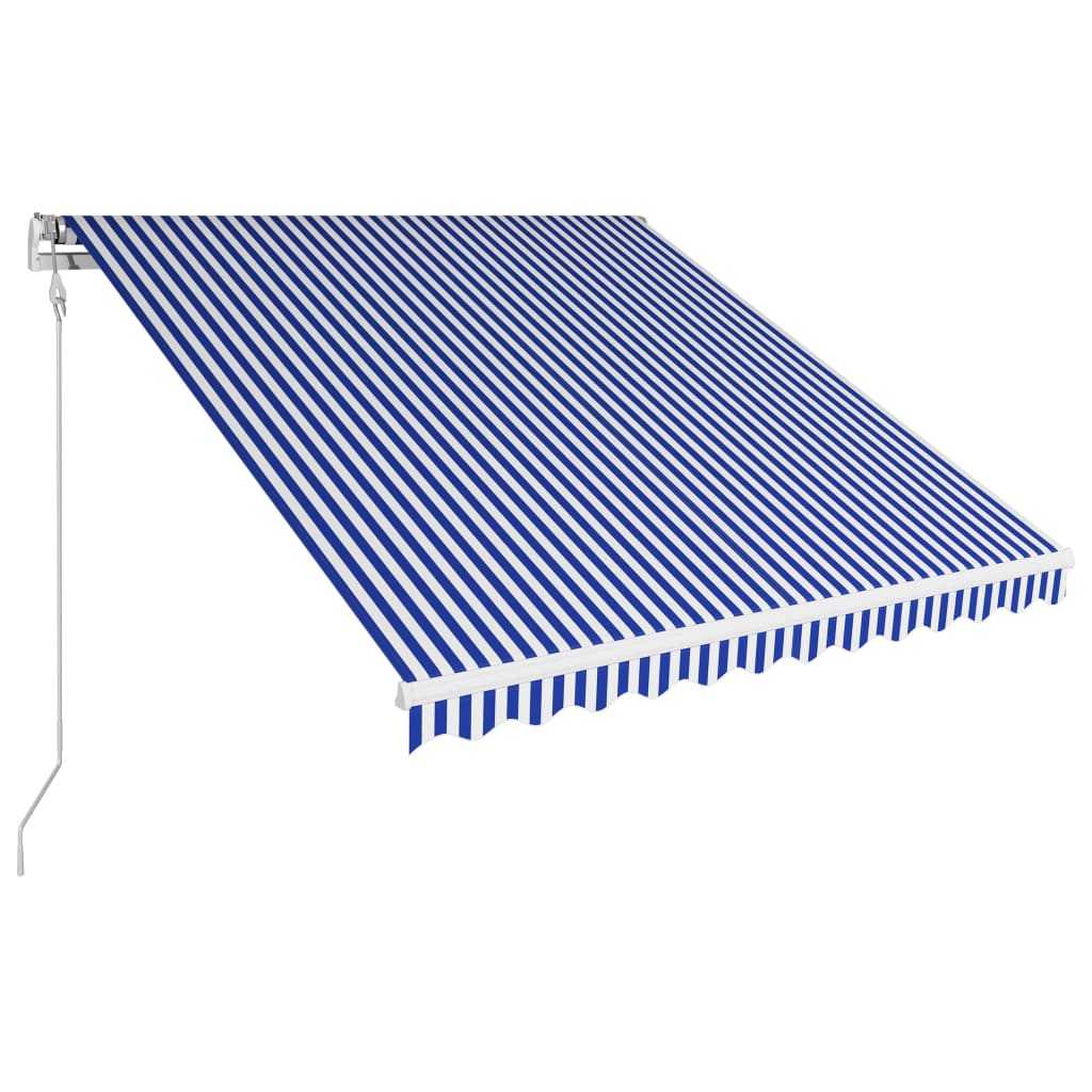 automatisk foldemarkise 350 x 250 cm blå og hvid