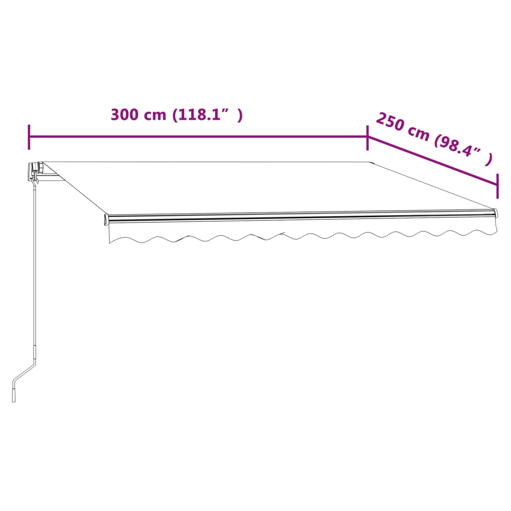 automatisk foldemarkise 350 x 250 cm blå og hvid