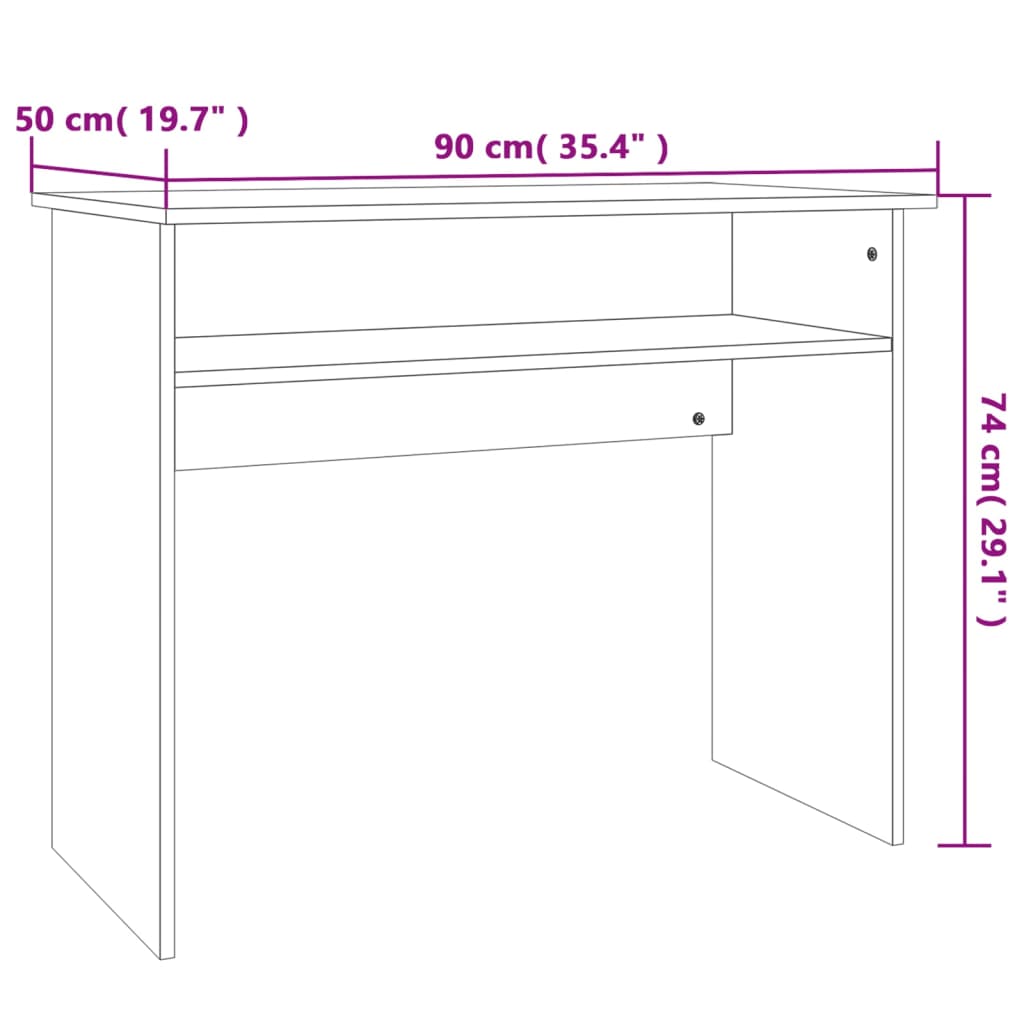 skrivebord 90x50x74 cm konstrueret træ sonoma-eg