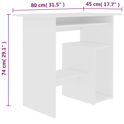 skrivebord 80x45x74 cm konstrueret træ hvid