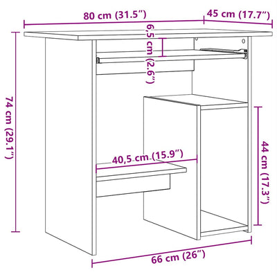 skrivebord 80x45x74 cm konstrueret træ hvid