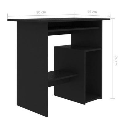 skrivebord 80x45x74 cm konstrueret træ sort