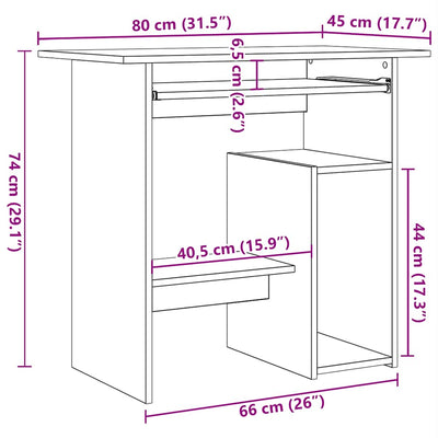 skrivebord 80x45x74 cm konstrueret træ sort