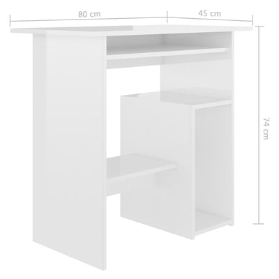 skrivebord 80x45x74 cm konstrueret træ hvid højglans