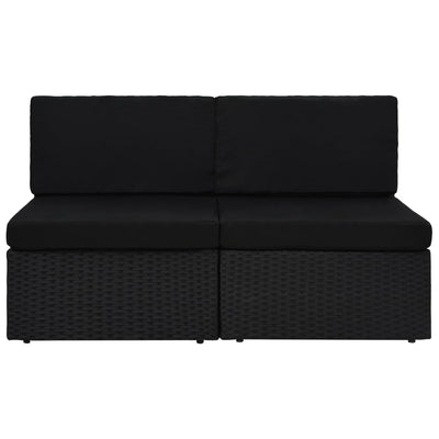 2-personers sofa modulær polyrattan sort