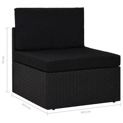 2-personers sofa modulær polyrattan sort