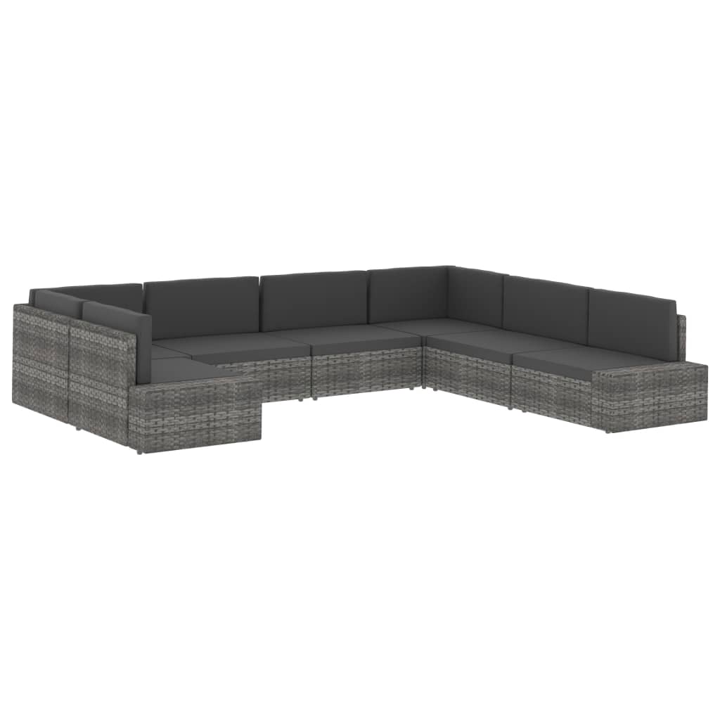 2-personers sofa modulær polyrattan sort