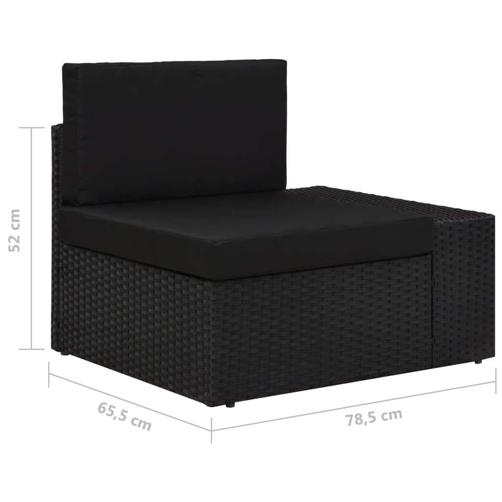 2-personers sofa modulær polyrattan sort