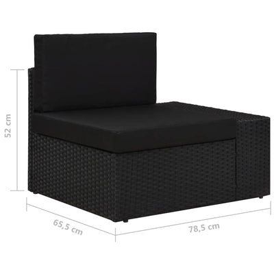 2-personers sofa modulær polyrattan sort