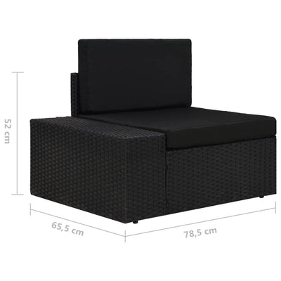 2-personers sofa modulær polyrattan sort