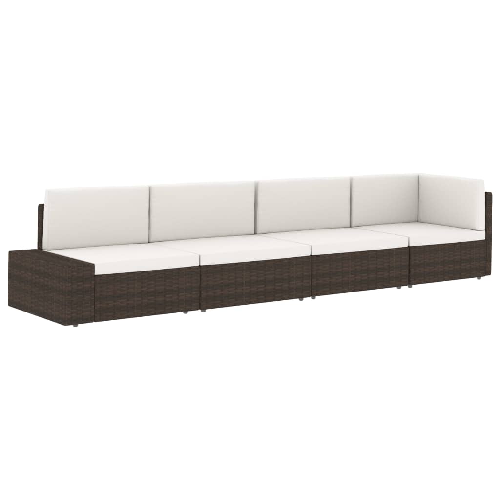 2-personers sofa modulær polyrattan sort