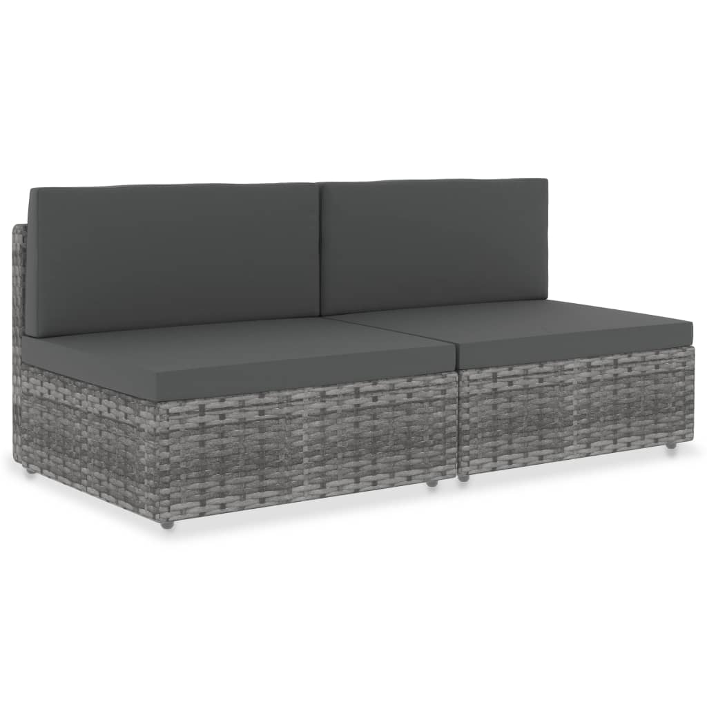 2-personers sofa modulær polyrattan grå