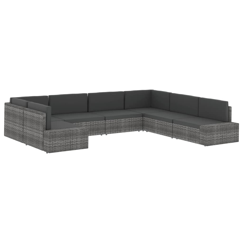 2-personers sofa modulær polyrattan grå