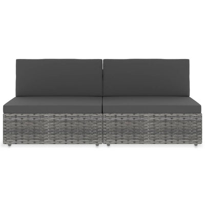 2-personers sofa modulær polyrattan grå