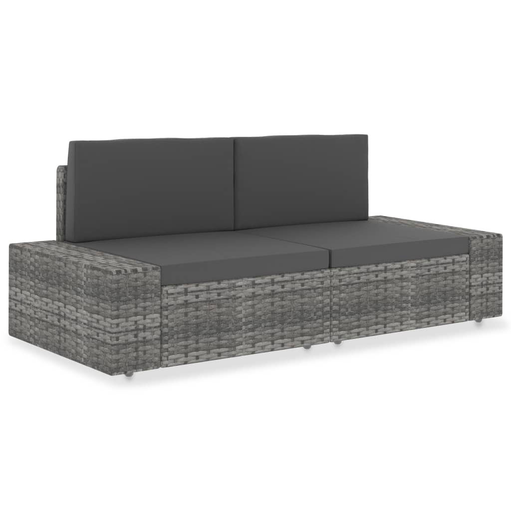 2-personers sofa modulær polyrattan grå