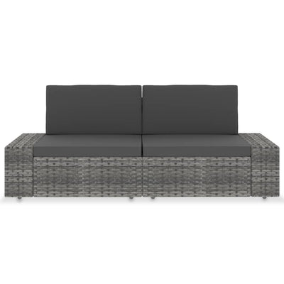 2-personers sofa modulær polyrattan grå