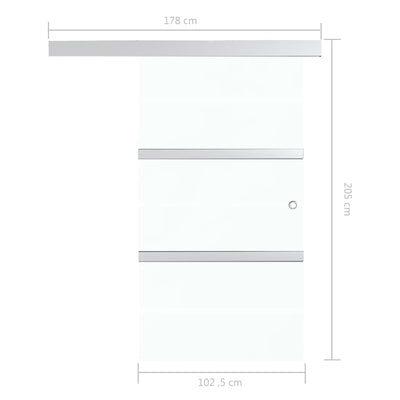 skydedør 102,5x212 cm hærdet glas og aluminium sølvfarvet