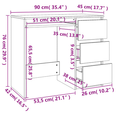 skrivebord 90x45x76 cm konstrueret træ hvid