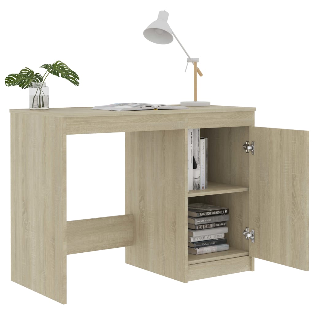 skrivebord 100x50x76 cm konstrueret træ sonoma-eg