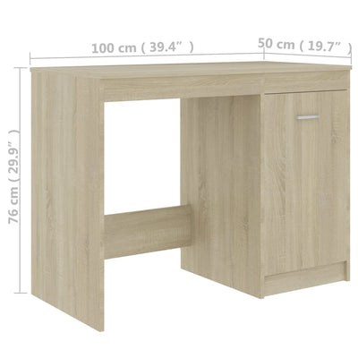 skrivebord 100x50x76 cm konstrueret træ sonoma-eg