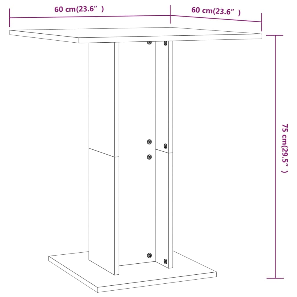 bistrobord 60x60x75 cm konstrueret træ hvid