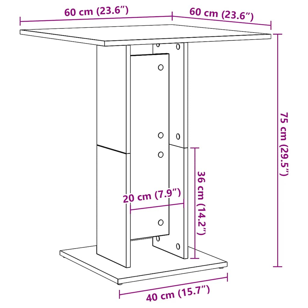 bistrobord 60x60x75 cm konstrueret træ hvid