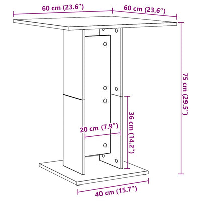 bistrobord 60x60x75 cm konstrueret træ hvid