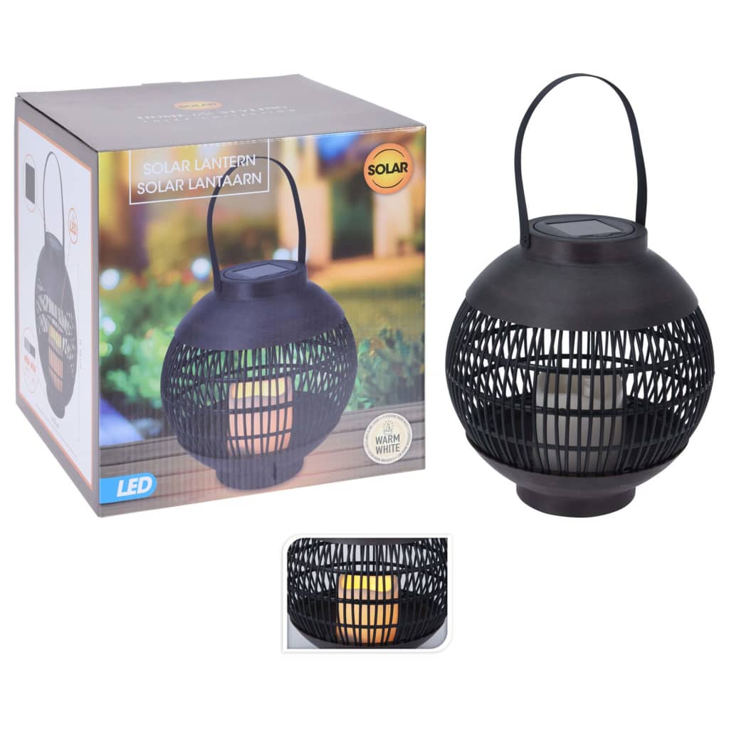 ProGarden soldrevet LED-lanterne med lys rattan sort