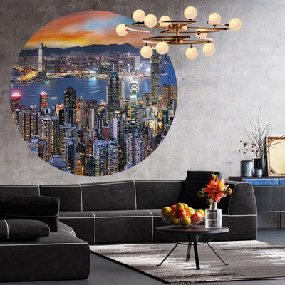 WallArt tapetcirkel Skyline by Night 190 cm