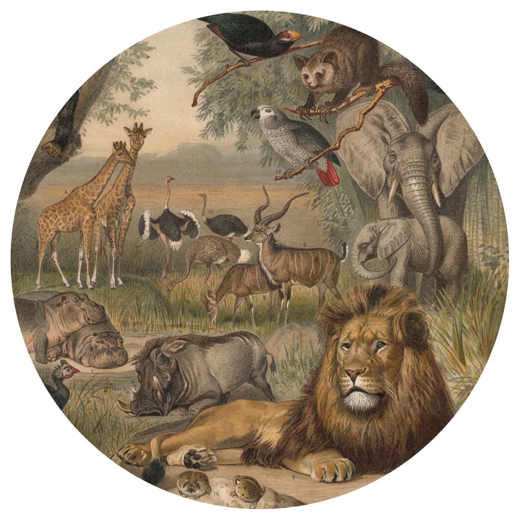 WallArt tapetcirkel Animals of Africa 190 cm