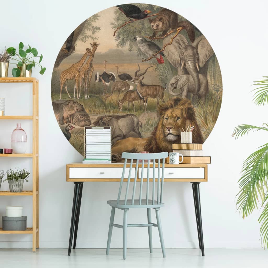 WallArt tapetcirkel Animals of Africa 190 cm