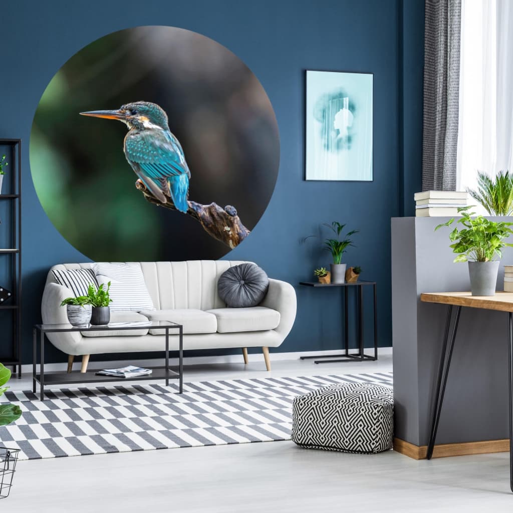 WallArt tapetcirkel The Kingfisher 142,5 cm