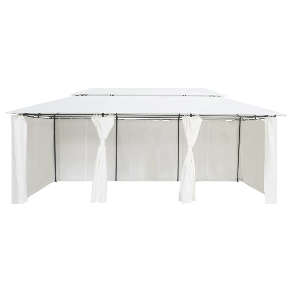 pavillon med gardiner 600x298x270 cm 180g/m² hvid