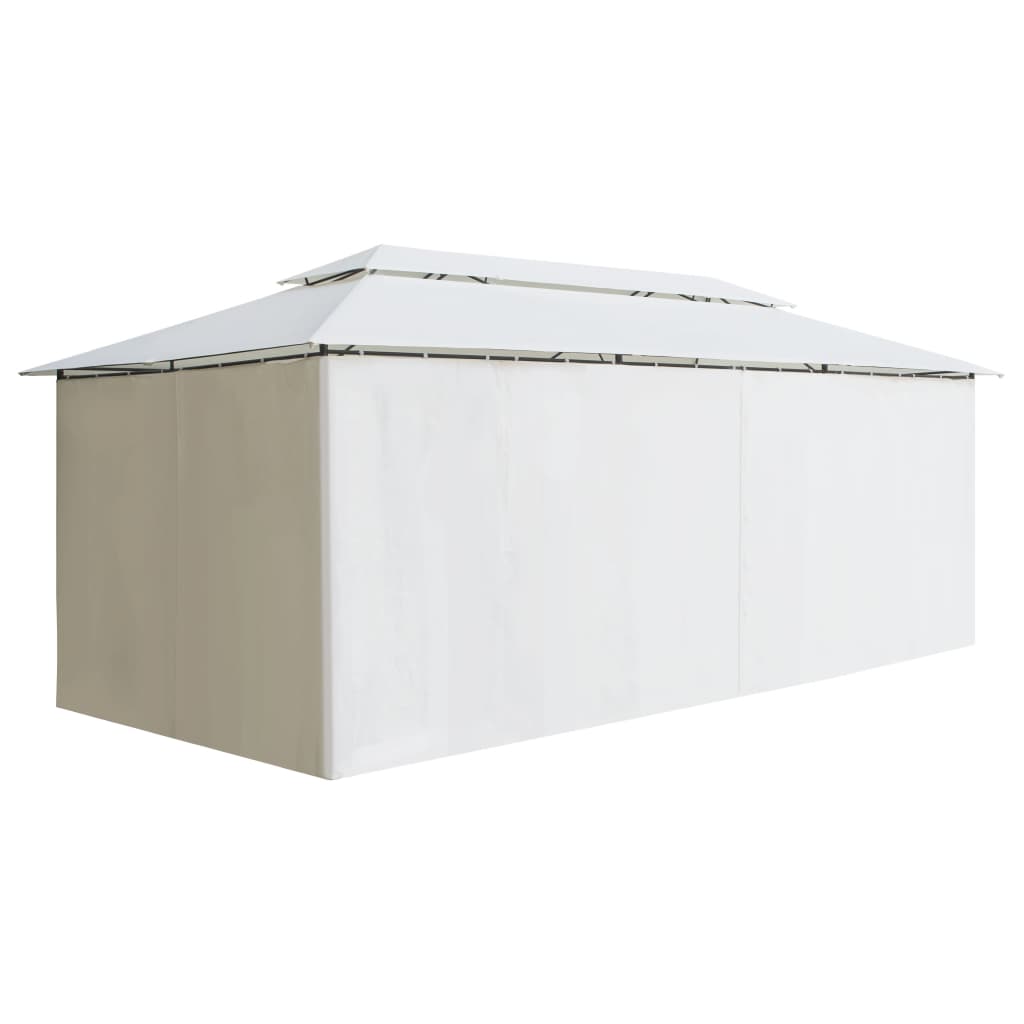 pavillon med gardiner 600x298x270 cm 180g/m² hvid