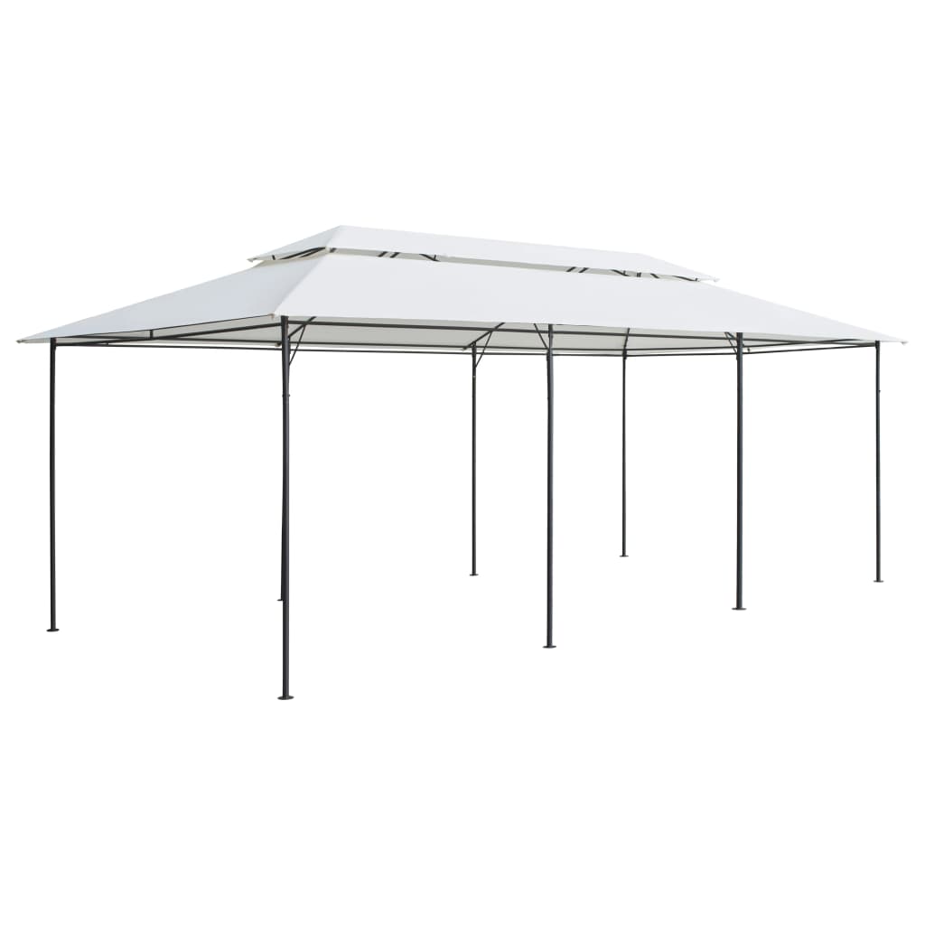 pavillon med gardiner 600x298x270 cm 180g/m² hvid