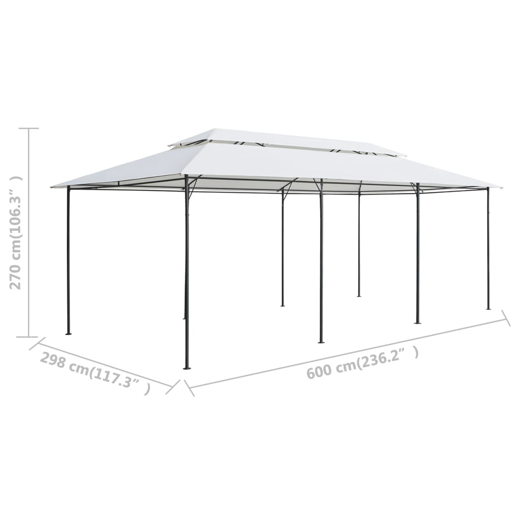 pavillon med gardiner 600x298x270 cm 180g/m² hvid