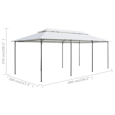 pavillon med gardiner 600x298x270 cm 180g/m² hvid