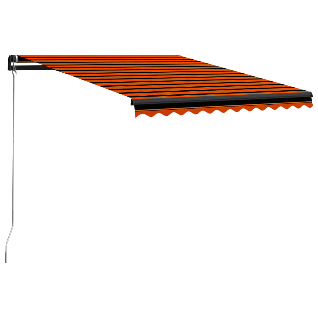 markise m. LED-lys 300x250 cm manuel betjening orange og brun