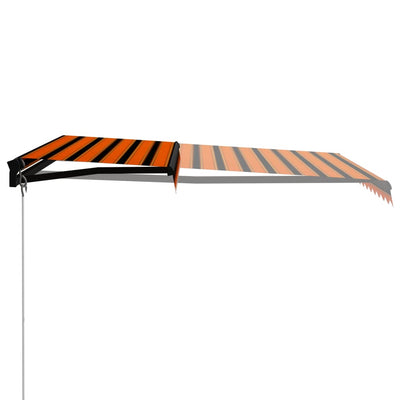 markise m. LED-lys 300x250 cm manuel betjening orange og brun