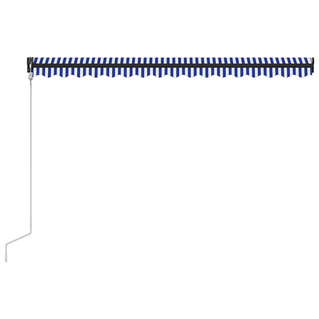 automatisk foldemarkise 450x300 cm blå og hvid