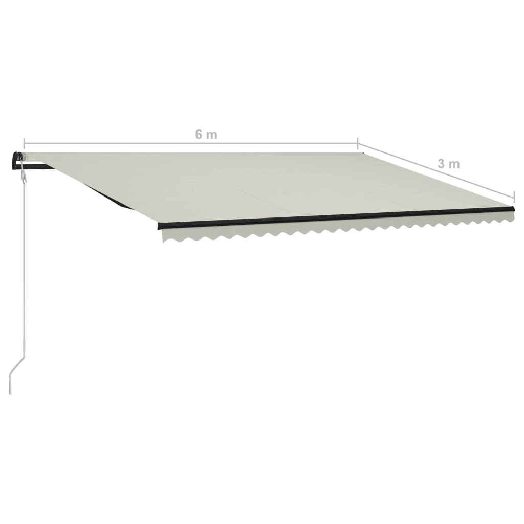 foldemarkise med vindsensor & LED 600x300 cm cremefarvet