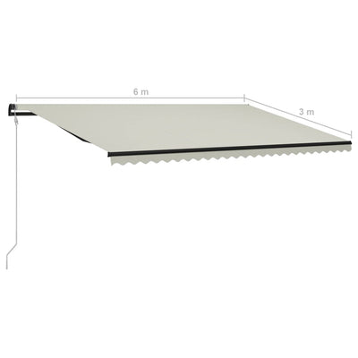 foldemarkise med vindsensor & LED 600x300 cm cremefarvet