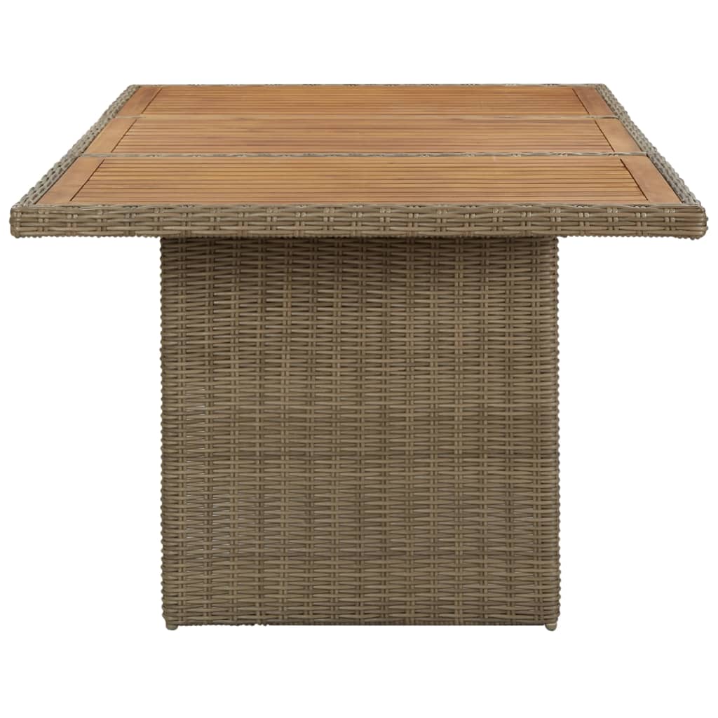 havebord 200x100x74 cm polyrattan brun