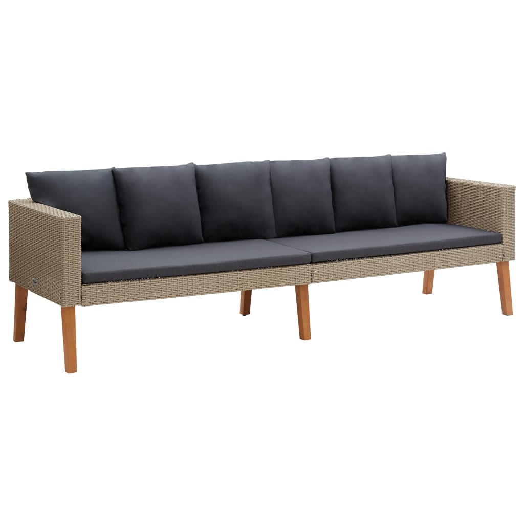 3-personers havesofa med hynder polyrattan beige