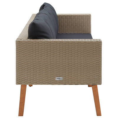 3-personers havesofa med hynder polyrattan beige