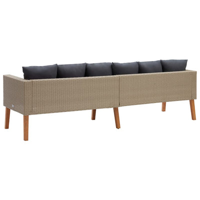 3-personers havesofa med hynder polyrattan beige